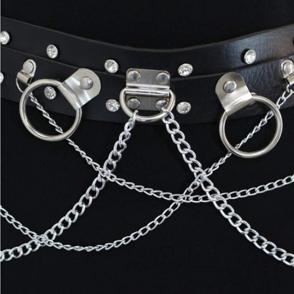 Women's Gothic Punk Leather Waist Chain Body Chain Adjustable - Picture 6 of 7